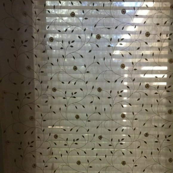 NEW EMBROIDERED SHEER CURTAIN PANEL - Picture 1 of 8